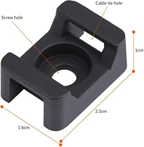 Cable Tie Mounting,100 Pcs Zip Tie Base,5 mm(M5) Screw Hole, 23x16x9(L*W*H) mm Cord Tie Mount Wire Tie Holder Fix Bottom Wire Management for Home/Office/Outdoor/Garden