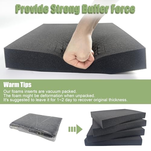 LAFENLIN Pick & Pluck Foam 4-Pack for Gun Case,16x12x2"Customizable Insert | High-density closed-cell polyethylene, pre-scored for easy customization.Protects firearms, electronics, tools & collectibles - size: 4 Pack One Size-16 Inch Length