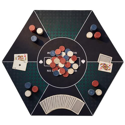 LAUSAINT HOME Hexagon Poker Table Top Mat, No Crease EVA Poker Mat for Board Game Table Cover Layout Design, 6-8 Players Folding Portable Gaming Table Top, Texas Hold'em Blackjack, Casino, Card Game - size: Hexagon
