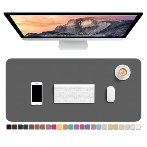 Hsurbtra Desk Pad, 30" x 14" PU Leather Desk Mat, XL Extended Mouse Pad, Waterproof Desktop Blotter Protector, Non-Slip Ultra Thin Large Laptop Keyboard Writing Mat for Office Home, Dark Gray - color: Dark Gray, size: 30" x 14"