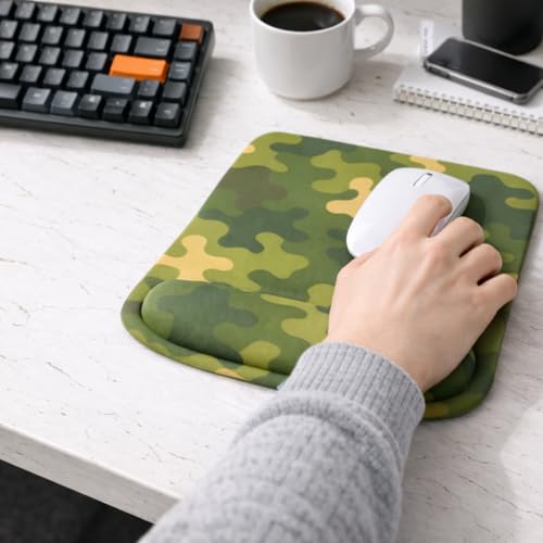 Ergonomic Memory Foam Mouse Pad with Wrist Support, Orange, Ultra-Smooth Surface, Anti-Slip Base (Camo, Medium) - color: Camo