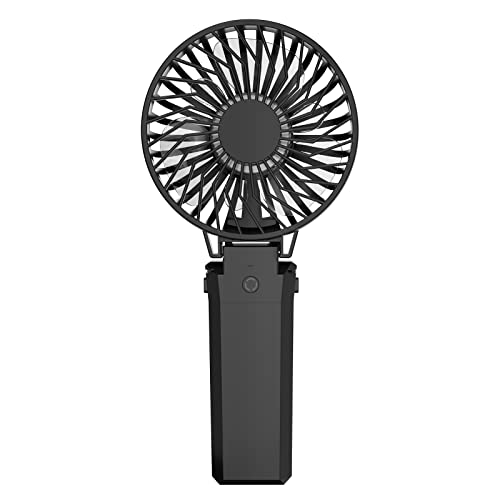 HandFan 5200mAh Portable Fan Handheld, 6 Speeds Hand Held Fan 180° Foldable Personal, Battery Operated USB Rechargeable, Handle Separate Design for Travel/School/Outdoors/Indoors (6 Speeds Black) - color: Clear‑Blade Midnight Black