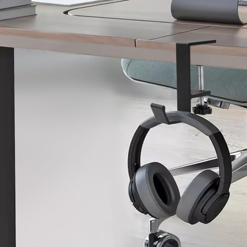 Jeffdad Metal Headphone Hook, Headphone Hanger with Single Hooks, Universal Aluminum Alloy Gaming Headphone Stand Under Desk, Non-Slip Adjustable Desk Headphone Hanger Hook