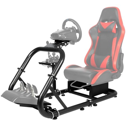 Hottoby G920 Racing Simulator Cockpit 50mm Round Tube Fit for Logitech,Fanatec,Thrustmaster T300RS TX G923 G27 G29 racing steering wheel race car seat, adjustable, Without Wheel Pedal Seat Handbrake