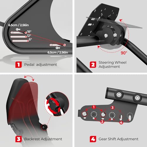 RACGTING Adjustable Racing Simulator Cockpit with Seat for PS5, Xbox & PC | Fits Logitech, Thrustmaster, Fanatec & MOZA, reinforced steel frame, reclining mesh seat, adjustable wheel & pedal decks