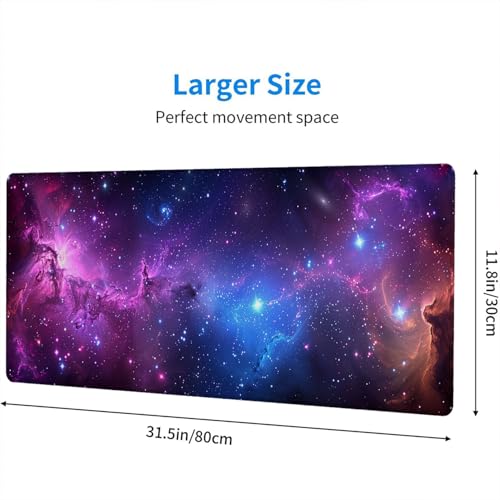 Galaxy Gaming Mouse Pad Starry Sky Planet Black Hole Extended Gaming Mouse Pad Mat with Stitched Edge Non-Slip Base Big Mouse Pad 31.5"x11.8" Office Computer Keyboard Laptop Home - color: Galaxy_008, size: 11.8" x 31.5"