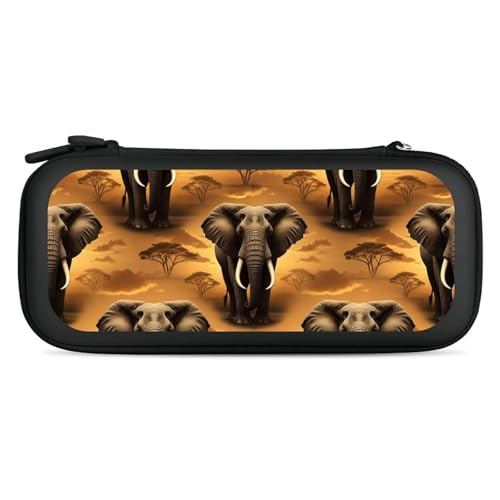 Travel Handheld Carrying Case for Switch, African Elephant Travel Storage Holder with Mesh Pocket, Hard Shell Protective Bag with 15 Game Cartridges - color: Design (321)