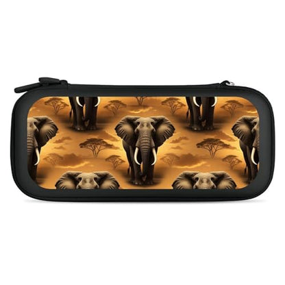Travel Handheld Carrying Case for Switch, African Elephant Travel Storage Holder with Mesh Pocket, Hard Shell Protective Bag with 15 Game Cartridges - color: Design (321)