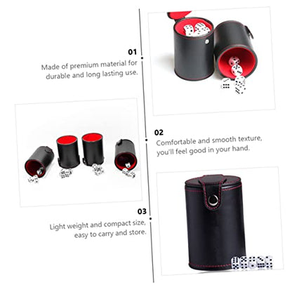 Abaodam 2sets Leather Dice Cup Lids Professional Dice Container and Pu Leather Material for Board Games and Family Fun Easy to Clean and Noise-reducing Design
