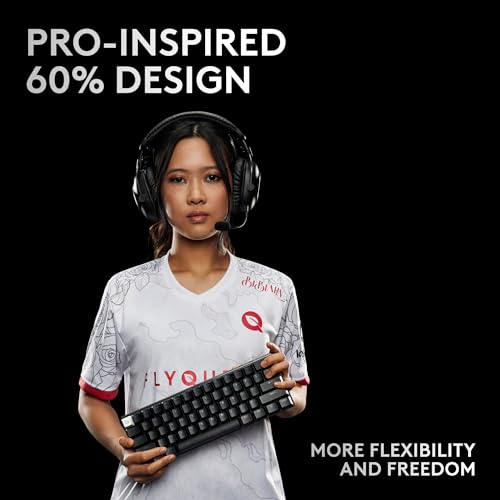 Logitech G PRO X 60% Wireless Gaming Keyboard (Tactile Optical) - Black | Lightspeed, ultra-compact TKL 60% mechanical, for Windows PC, LIGHTSYNC RGB, dual-shot PBT keycaps, optical switches - color: Black, size: 60% - Wireless, style: Tactile