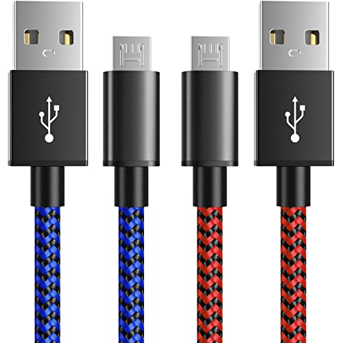 6amLifestyle PS4 Controller Charger Cable, 10ft Charging Cord 2 Pack for PlayStation 4, PS4 Slim/Pro, Dualshock 4, Xbox One/One X, Blue+Red - color: Blue-Red