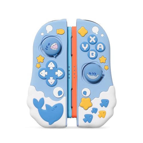 GeekShare Protective Case Compatible with Joy Con of Switch 2 Controllers,Silicone Switch Controller Skin, Anti-Slip Protective Case for Switch 2 (2025) with 2 Thumb Grips - Shark Party