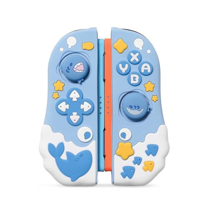 GeekShare Protective Case Compatible with Joy Con of Switch 2 Controllers,Silicone Switch Controller Skin, Anti-Slip Protective Case for Switch 2 (2025) with 2 Thumb Grips - Shark Party