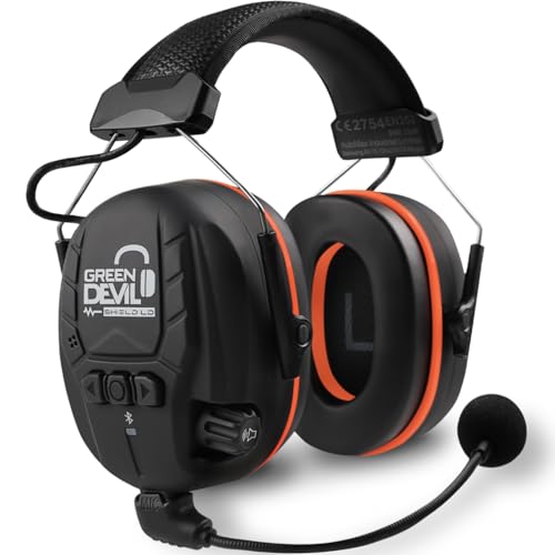 GREEN DEVIL Electronic Bluetooth Hearing Ear Protection Headphones With Boom Microphones 27dB Noise Cancelling Earmuffs - color: Orange