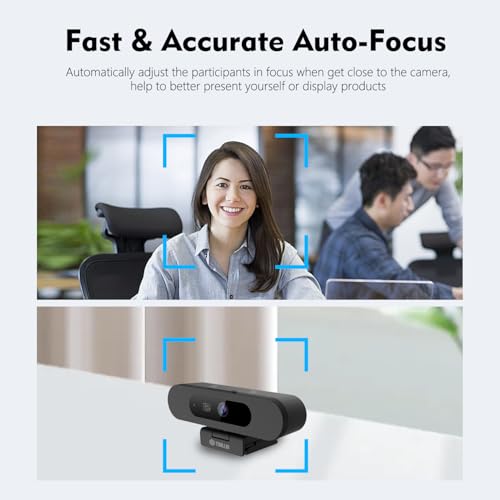 TOALLIN 4K AI Webcam with WDR, Auto Light Correction, AI Tracking with Auto-Framing, Auto-Focus, 5X Adjustable Digital Zoom, Built-in Dual Noise-Canceling Mics, 92° FOV Webcam for Online Video Calls - style: 4K AI Auto-Framing Webcam