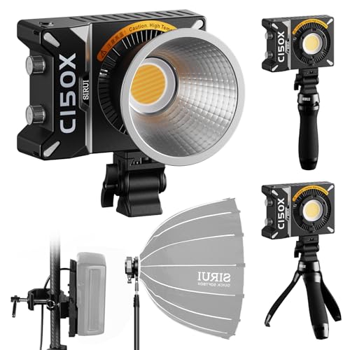 SIRUI Super Bulbs C150X Combo 150W LED Video Light, COB Portable Photography Camera Light Bi-Color 2800K-6500K with Bluetooth App Brightness Control Bowens Adapter Reflector Continuous Output Lighting - size: C150X-COMBO