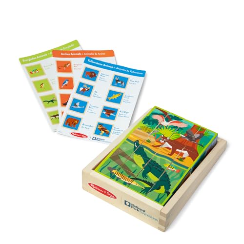 Melissa & Doug National Parks Alphabet & Animals 24-Piece Cube Puzzle (Everglades, Arches, Yellowstone) - FSC Certified