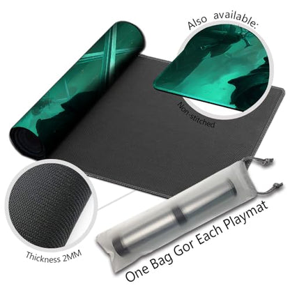 MTG Playmats(Stitched) 14x24in Compatible for OCG CCG RPG TCG Playmats with Card Zones Storage Bag (Shadow Knight-with Zone) - color: Shadow Knight-with Zone