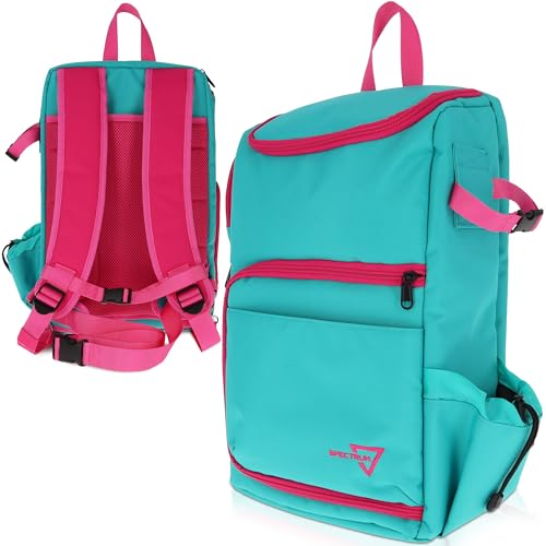 BCW Spectrum TCG Backpack | Holds 7–9 Prism Deck Cases | Configurable Storage for Cards & Gear | Playmat Strap & Side Pocket | Durable & Travel-Friendly Design | Cyber Pink/Teal - color: Cyber Pink/Teal