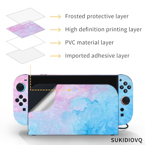 for Nintendo Switch 2 Skin Wrap Cover Decal Sticker Wrap Vinyl Mixed-Color Pattern (Blue-Pink) - color: Blue-Pink