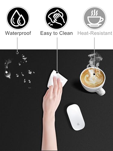 TopMade Mouse Pad with 15W Wireless Charging, Gaming Mousepad Home Office Large Desk Pad with Ultra-Smooth Surface, Non-Slip Base, Waterproof Keyboard Pad, Classic Black Desk Mat - color: Black Right