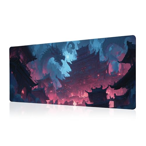Huge Dragon Mouse Pad Abstract 31.5x11.8 Inch Table Pad Cute Desk Accessories Non-Slip Rubber Base Large Mousepad Stitched Edges Keyboard Mouse Mat Desk Pad for Office and Home - color: Dragon