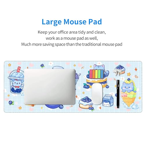 Cat Blueberry Gaming Mouse Pad Extended Large Mouse Mat 31.5 X 11.8 Inch Nonslip Rubber Base Long Desk Pad Stitched Edges Mousepad Mice Pad for Office Home Game - color: Cat Blueberry
