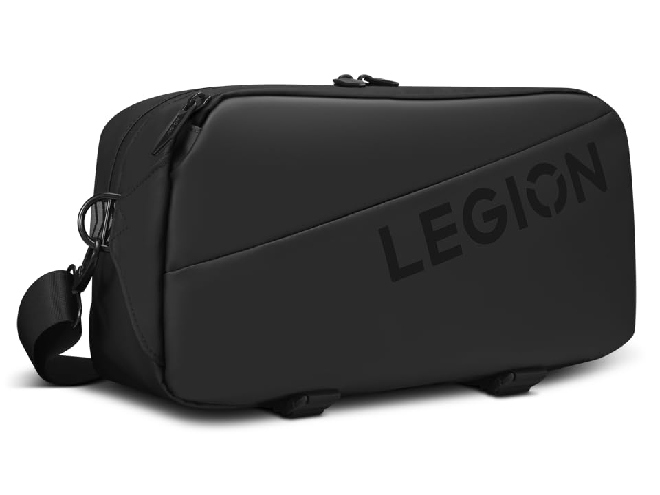 Lenovo Legion Sling Bag, Waterproof Carrying Case Bag for Legion Go Gaming Console, Black, Custom Fit Console Carrier, Adjustable Shoulder Strap, Multiple Compartments, Durable and Stylish Design - size: Legion Go Sling Bag