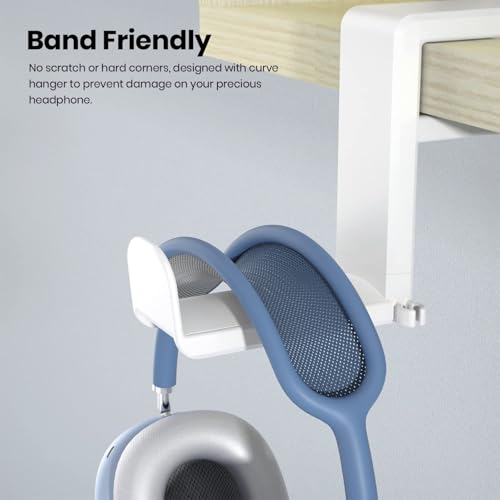 360 Degree Rotating Headphone Stand Under Desk Hanger Clamp Mount Universal Headset Holder Hook (Black) - color: Black
