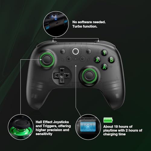 8Bitdo Ultimate 2C Wireless Controller for Windows PC and Android, with 1000Hz Polling Rate, Hall Effect Joysticks and Hall Triggers, and Remappable L4/R4 Bumpers (Transparent Black) - color: Transparent Black