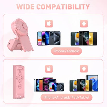 MILOUZ Remote Control Scrolling for Tiktok with Phone Stand,Page Turner for Kindle App E-Book,Bluetooth Camera Shutter Remote for iPhone, Android,iOS,iPad,Tablet - color: Rose Pink