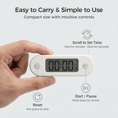 Digital Timer for Kids, Countdown Timer with Rotary Knob, Silent & Sound Modes, Large Display, Easy Reset for Kitchen, Cooking, Egg, Classroom, Teacher, Exercise, Study