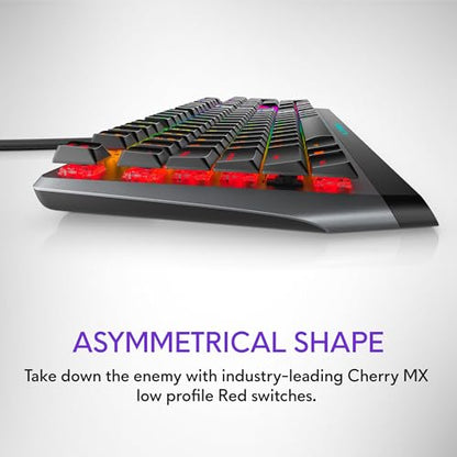 Alienware Low-Profile RGB Gaming Keyboard AW510K, AlienFx Per Key RGB LED Color Backlighting, Media CONTROLS & USB Passthrough, Cherry MX Low Profile Red Switches | USB, Numeric Keypad, Adjustable Height, Media Hot Keys, Dark Side of the Moon, Gaming Read
