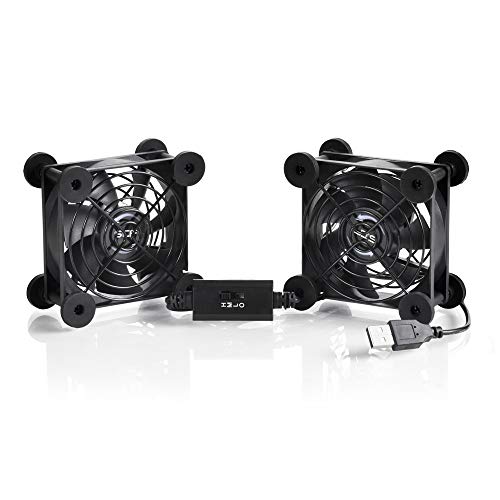 Dual 80mm USB Speed Control Fan, 5V Portable Cooling Fan for Flat-Screen TV Receiver Router DVR PlayStation Xbox Computer Cabinet Cooler