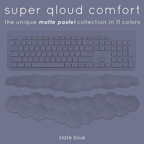 Cloud Keyboard Wrist Rest – Create-ables Qloud Cloud Wrist Rest for Computer Keyboard and Mouse, Ergonomic Memory Foam Wrist Pad with Non-Slip Base, Includes Cloud Mouse Pad – Slate Blue - color: 10 Slate Blue