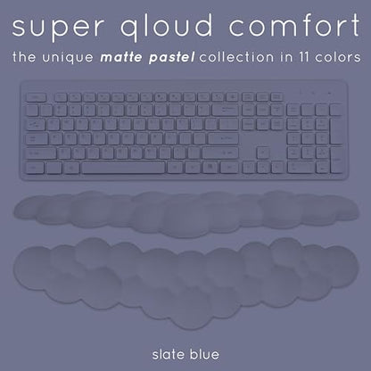 Cloud Keyboard Wrist Rest – Create-ables Qloud Cloud Wrist Rest for Computer Keyboard and Mouse, Ergonomic Memory Foam Wrist Pad with Non-Slip Base, Includes Cloud Mouse Pad – Slate Blue - color: 10 Slate Blue