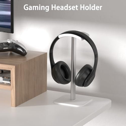 Headphone Stand for Desk - Headset Stand Headphone Holder (White) | with Aluminum Hanger and Plastic Headrest, headphone holder for AirPods Max, Sony, Bose, Beats and More - color: White