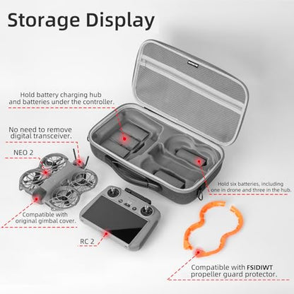 Carrying Case for DJI Neo 2 Accessories, Portable Travel Shoulder Bag for DJI Neo 2 Fly More Combo, Compatible with RC 2 Remote Controller and 6 Intelligent Flight Batteries