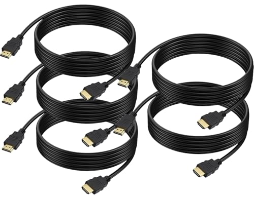 HDMI Cable 10 FT/3M 5-Pack, 4K HDMI 2.0 Cable 10 FT, Shielded HDMI Computer Monitor Cable for TV PS4 PS5 Xbox Computer Monitor and More-High Speed HDMI Cord Support HDCP 2.2, HDR, 3D, eARC, ARC - size: 10FT