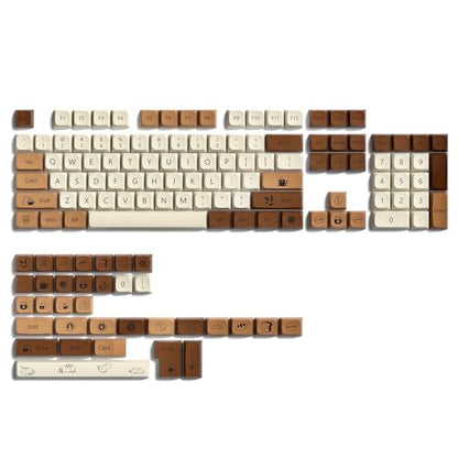 dagaladoo Cute PBT keycaps,Coffee Cat, XDA Profile Keyboard Keycaps | Beige/Brown key caps,Dye Sublimation,140-keys Custom keycaps for 60% 65% 75% 100% Cherry-MX switch Mechanical Keyboard - color: Coffee cat (XDA)