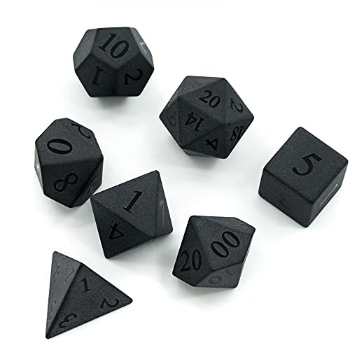UDIXI Frosted Obsidian Gemstone Dice Set Stone DND Dice for Tabletop Games | Natural Stone, Premium Gift Box, DM Gift, for Dungeons and Dragons Role Playing Games - color: Frosted Obsidian