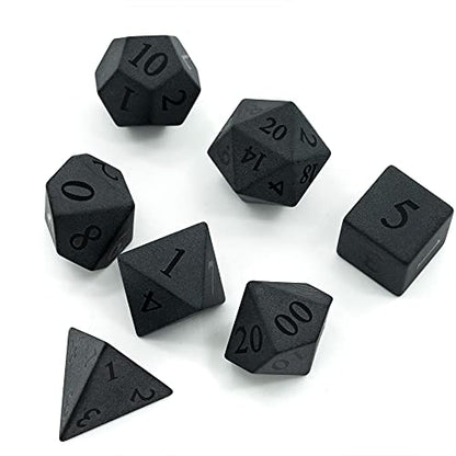 UDIXI Frosted Obsidian Gemstone Dice Set Stone DND Dice for Tabletop Games | Natural Stone, Premium Gift Box, DM Gift, for Dungeons and Dragons Role Playing Games - color: Frosted Obsidian