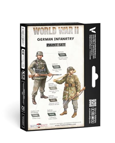 Vallejo - WWII German Infantry Model Color Paint Set | Historic Military Shades | Brush & Airbrush Compatible Acrylic Colors | Pro Modeler Collection | 6 bottles x 18 ml. (0.6 fl.oz) - style: WWII German Infantry