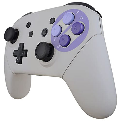 eXtremeRate Classics SNES Style Soft Touch Faceplate Backplate Handles for Nintendo Switch Pro Controller, DIY Housing Shell Grip and Buttons for Nintendo Switch Pro - Controller NOT Included - color: Classic SNES Style