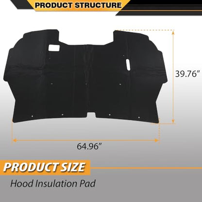 CNNELL Hood Insulation Pad Compatible with Ford F150 1992-1996/Compatible with Ford F250 F350 1992-1997 Truck Under w/ Clips Black - style: 1992-1996 Ford F150