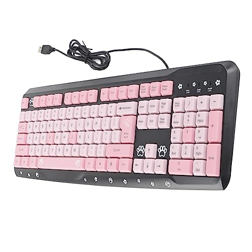 ANGGREK Silent Keyboard Mechanical Keyboard Membrane USB Wired 104 Keys QWERTY with Adjustable Bracket for Laptop Home Office Gaming (Black Pink) - color: Black Pink