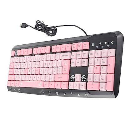 ANGGREK Silent Keyboard Mechanical Keyboard Membrane USB Wired 104 Keys QWERTY with Adjustable Bracket for Laptop Home Office Gaming (Black Pink) - color: Black Pink