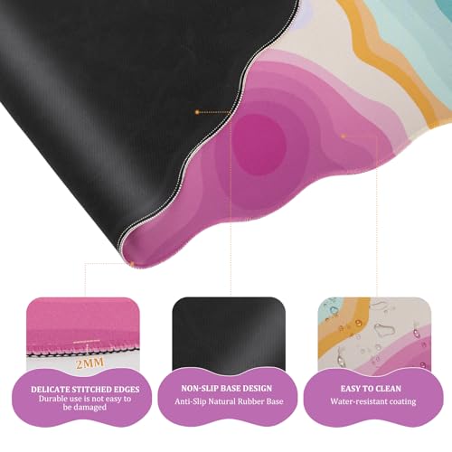 L-SPOUTTO Topographic Mouse Pad Set,Abstract Scalloped XXL Desk Mat + Ergonomic Mouse Wrist Rest +Gel Keyboard Wrist Rest for Keyboard 65%/75%,3in1 Large Desk Pad for Desktop Home Office Computer Game - color: Colorful Topographic