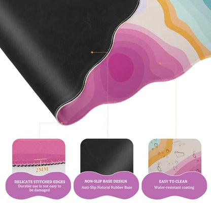 L-SPOUTTO Topographic Mouse Pad Set,Abstract Scalloped XXL Desk Mat + Ergonomic Mouse Wrist Rest +Gel Keyboard Wrist Rest for Keyboard 65%/75%,3in1 Large Desk Pad for Desktop Home Office Computer Game - color: Colorful Topographic