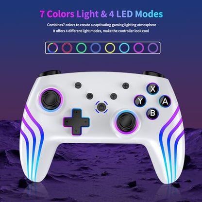 VidPPluing 2 Pack Switch Controllers, RGB Switch 2 Controller for Nintendo Switch/Switch 2/Lite/OLED, Wireless Pro Controller with Motion Sensor/Dual Vibration/Turbo/Wakeup - color: Black & White